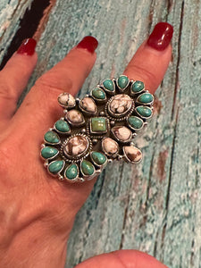 Terra Fusion Wild Horse & Turquoise Sterling Silver Adjustable Ring