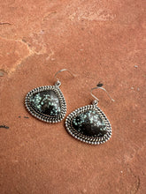 Load image into Gallery viewer, Handmade New Lander Turquoise and Sterling Silver Dangles