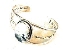 Load image into Gallery viewer, Navajo Sterling Silver &amp; White Buffalo Cuff Bracelet