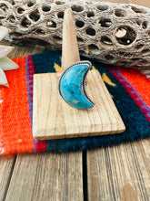 Load image into Gallery viewer, Navajo Turquoise and Sterling Silver Adjustable Crescent Moon Ring
