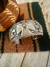 Load image into Gallery viewer, Navajo Hand Stamped Sterling Silver Thunderbird Cuff Bracelet