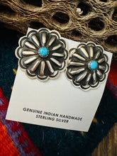 Load image into Gallery viewer, *AUTHENTIC* Navajo Sterling Silver &amp; Turquoise Concho Stud Earrings