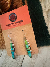 Load image into Gallery viewer, Navajo Sonoran Gold Turquoise And Sterling Silver Inlay Dangle Earrings