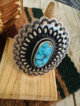 Load image into Gallery viewer, Navajo Turquoise &amp; Sterling Silver Adjustable Concho Ring by Leander Tahe