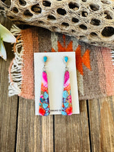 Load image into Gallery viewer, Navajo Sterling Silver, Pink Dream Mojave &amp; Turquoise Dangle Earrings