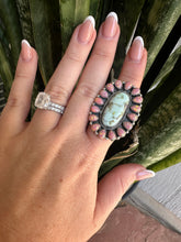 Load image into Gallery viewer, Beautiful Handmade Palomino Turquoise, Pink Fire Opal And Sterling Silver Adjustable Ring