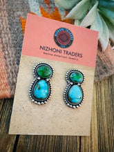 Load image into Gallery viewer, *AUTHENTIC* Navajo Sterling Silver &amp; Sonoran Gold Turquoise Dangle Earrings