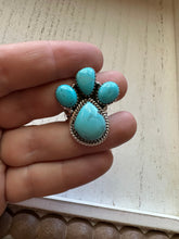 Load image into Gallery viewer, Handmade Turquoise &amp; Sterling Silver Adjustable 4 Stone Ring