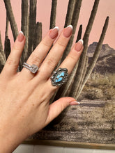 Load image into Gallery viewer, Handmade Golden Hills Turquoise And Sterling Silver Adjustable Single Stone Ring