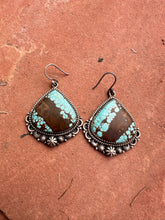 Load image into Gallery viewer, Handmade Number 8 Turquoise &amp; Sterling Silver Hook Dangle Earrings STYLE 1