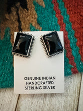 Load image into Gallery viewer, *Authentic* Navajo Onyx &amp; Sterling Silver Post Earrings