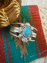 Load image into Gallery viewer, Navajo Sterling Silver &amp; Kingman Turquoise Cuff Bracelet