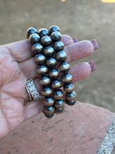 Load image into Gallery viewer, *AUTHENTIC* Navajo Sterling Silver 10mm Beaded Elastic Bracelet (Copy)