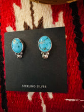 Load image into Gallery viewer, Navajo Sterling Silver &amp; Morenci Turquoise Post Earrings