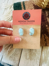 Load image into Gallery viewer, Navajo Turquoise &amp; Sterling Silver Post Earrings Signed