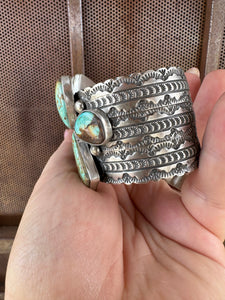 The Royston QUEEN Navajo Royston Turquoise & Sterling Silver Statement Cuff Bracelet Signed