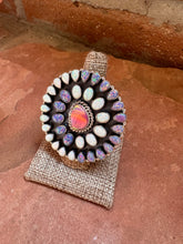 Load image into Gallery viewer, Beautiful Handmade Opal &amp; Fire Opal And Sterling Silver Adjustable Ring