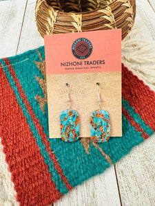 Navajo Sterling Silver & Multi Stone Spice Slab Dangle Earrings