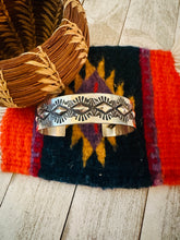 Load image into Gallery viewer, Navajo Hand Stamped Sterling Silver Cuff Bracelet By Elvira Bill