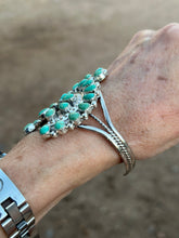 Load image into Gallery viewer, Navajo Turquoise &amp; Sterling Silver Naja Cuff Bracelet