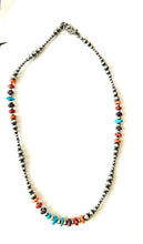 Load image into Gallery viewer, Navajo Multi Stone &amp; Sterling Silver Pearl Beaded 18” Necklace