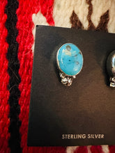 Load image into Gallery viewer, Navajo Sterling Silver &amp; Morenci Turquoise Post Earrings