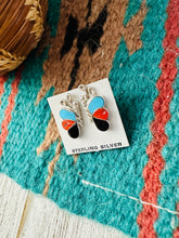 Load image into Gallery viewer, Zuni Sterling Silver &amp; Multi Stone Butterfly Stud Earrings