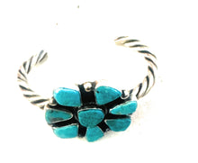 Load image into Gallery viewer, Navajo Kingman Turquoise &amp; Sterling Silver Cluster Cuff Bracelet