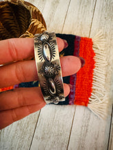 Load image into Gallery viewer, Navajo Hand Stamped Sterling Silver Cuff Bracelet By Elvira Bill