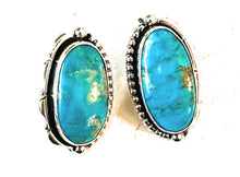 Load image into Gallery viewer, Navajo Kingman Turquoise &amp; Sterling Silver Post Earrings Signed