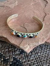 Load image into Gallery viewer, Handmade Sterling Silver, Onyx &amp; Spice Thin Cuff Bracelet Signed Nizhoni