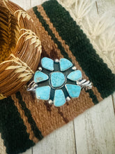 Load image into Gallery viewer, Navajo Kingman Turquoise &amp; Sterling Silver Cluster Cuff Bracelet