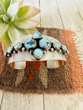 Load image into Gallery viewer, Navajo Golden Hills Turquoise &amp; Sterling Silver Cuff Bracelet