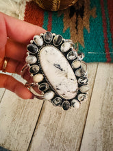 Load image into Gallery viewer, Navajo White Buffalo &amp; Sterling Silver Cluster Cuff Bracelet