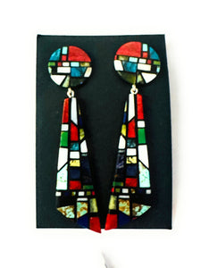 Santo Domingo Multi Stone Inlay Dangle Earrings