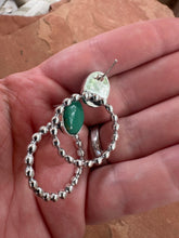 Load image into Gallery viewer, *Authentic* Handmade Turquoise &amp; Sterling Silver Hoop Earrings GREEN TONES