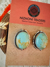 Load image into Gallery viewer, Navajo Turquoise &amp; Sterling Silver Post Earrings Signed