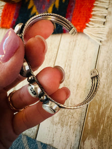 Navajo Sterling Silver & White Buffalo Cuff Bracelet