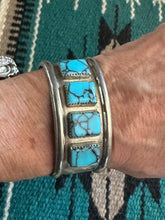 Load image into Gallery viewer, Navajo Turquoise &amp; Sterling Silver Cuff Bracelet