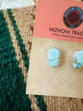 Load image into Gallery viewer, Navajo Turquoise &amp; Sterling Silver Post Earrings Signed