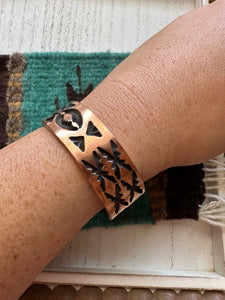 Mens Navajo Copper Bracelet Cuff Signed J. Tahe
