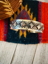 Load image into Gallery viewer, Navajo Hand Stamped Sterling Silver Cuff Bracelet By Elvira Bill