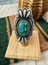 Load image into Gallery viewer, Navajo Turquoise &amp; Sterling Silver Adjustable Concho Ring by Leander Tahe