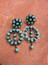 Load image into Gallery viewer, Handmade Turquoise and Sterling Silver Flower Cluster Post Dangle Earrings