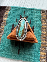 Load image into Gallery viewer, Gorgeous Navajo Sterling Silver &amp; Turquoise Adjustable Ring Signed LK