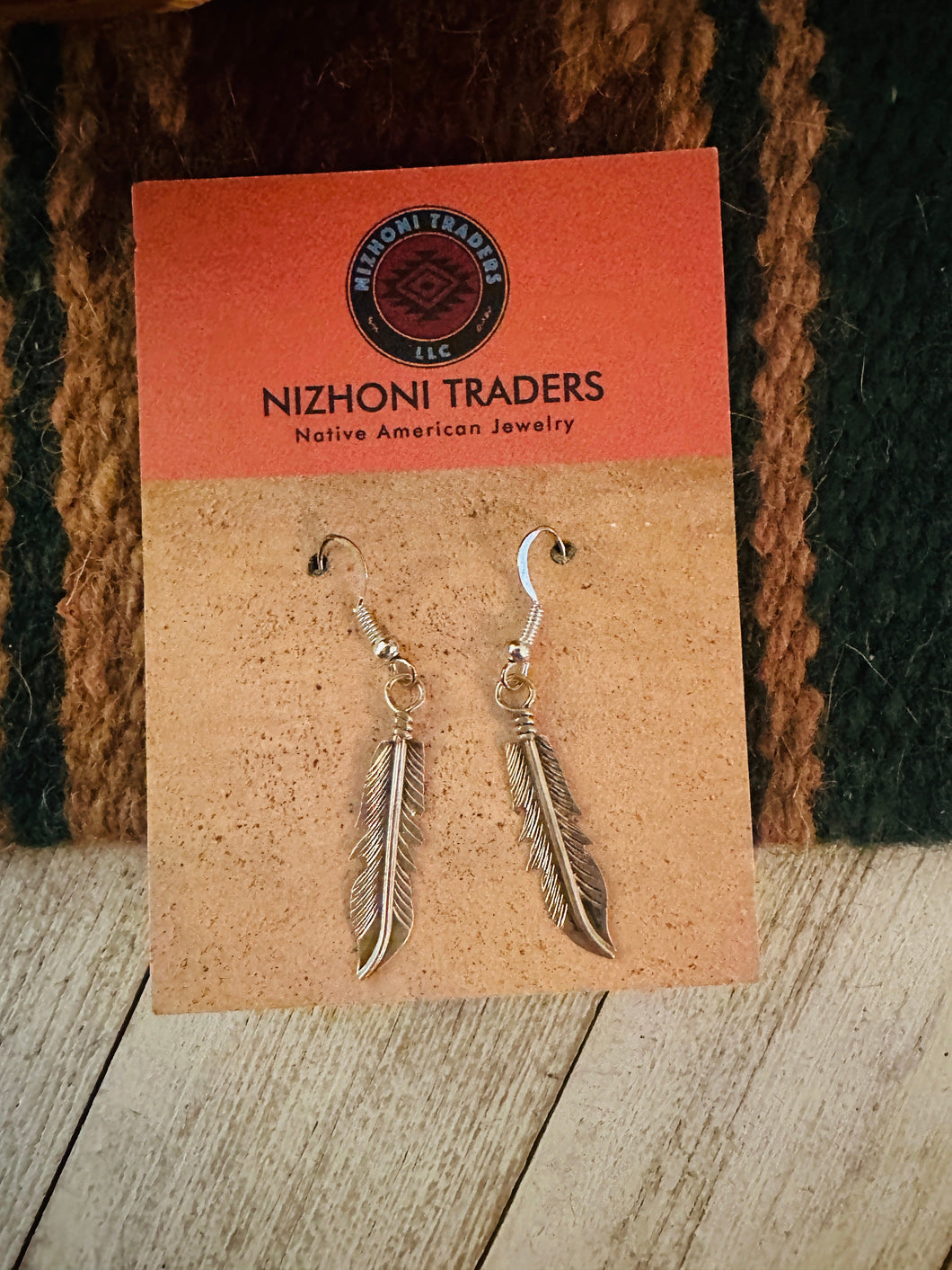 Navajo Sterling Silver Feather Dangle Earrings