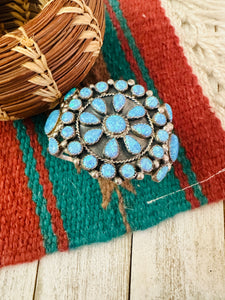 Navajo Blue Opal & Sterling Silver Cluster Bracelet Cuff