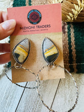 Load image into Gallery viewer, SALE *AUTHENTIC* Navajo Bumblebee Jasper Sterling Silver Hoop Earrings Signed