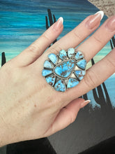 Load image into Gallery viewer, Beautiful Handmade Golden Hills Turquoise And Sterling Silver Adjustable Statement Ring