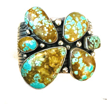 Load image into Gallery viewer, Navajo Number 8 Turquoise &amp; Sterling Silver Cluster Cuff Bracelet